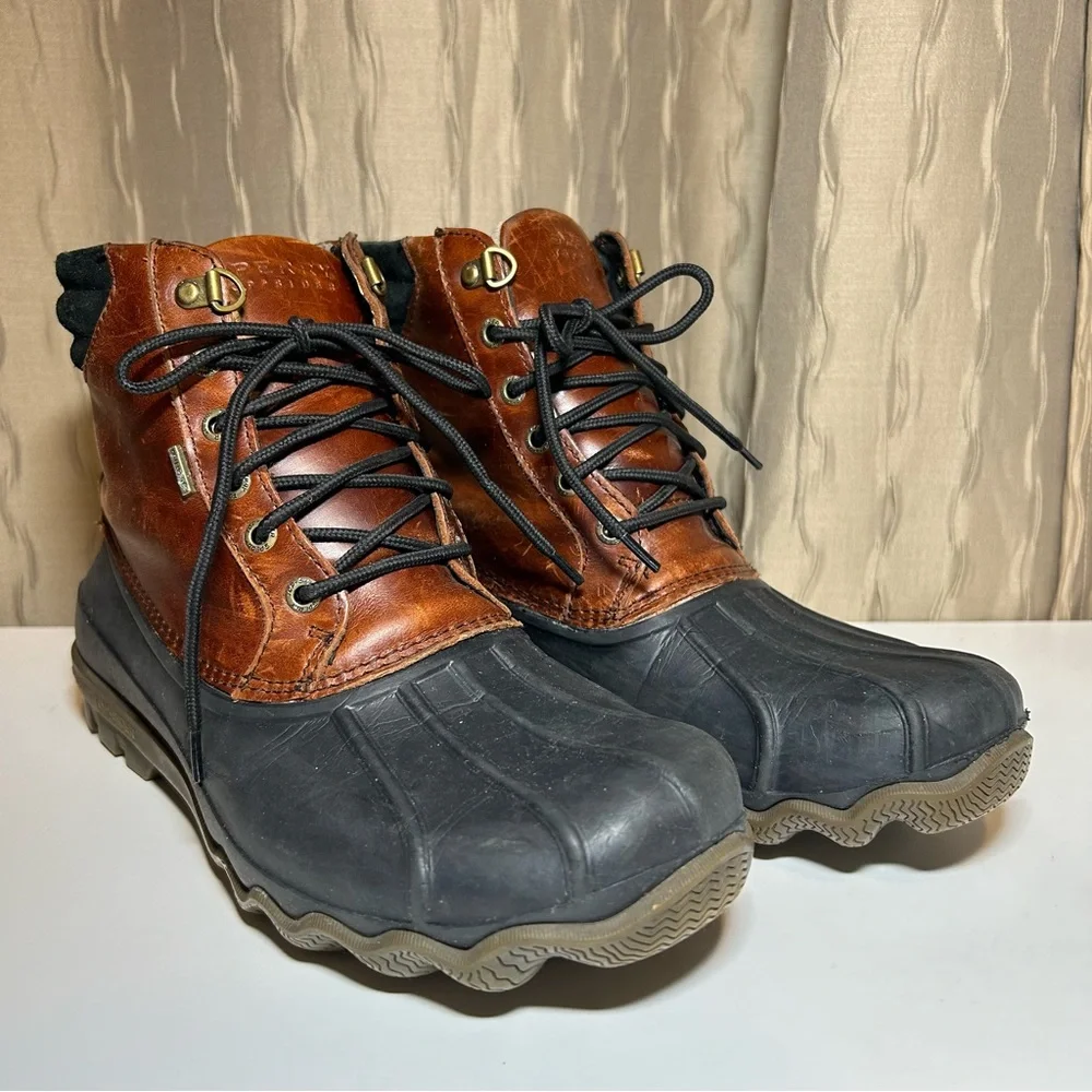 Sperry Top Sider Men’s 8 Avenue Duck Boot Black Amaretto Brown Leather STS10548